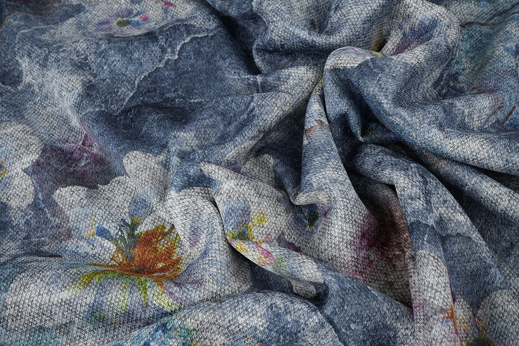 Winter Jersey Flowers Blue
