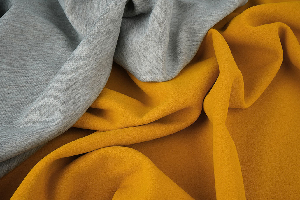 Jersey Crepe Dubbelzijdig Grijs / Oker