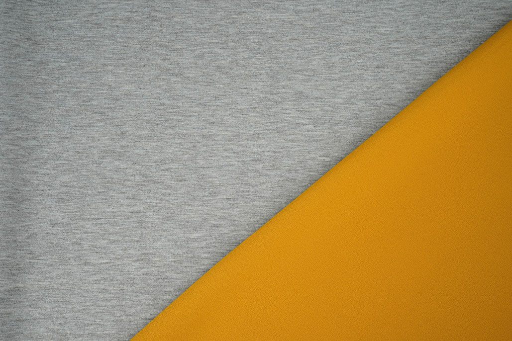 Jersey Crepe Doppelseitig Grau / Ocker