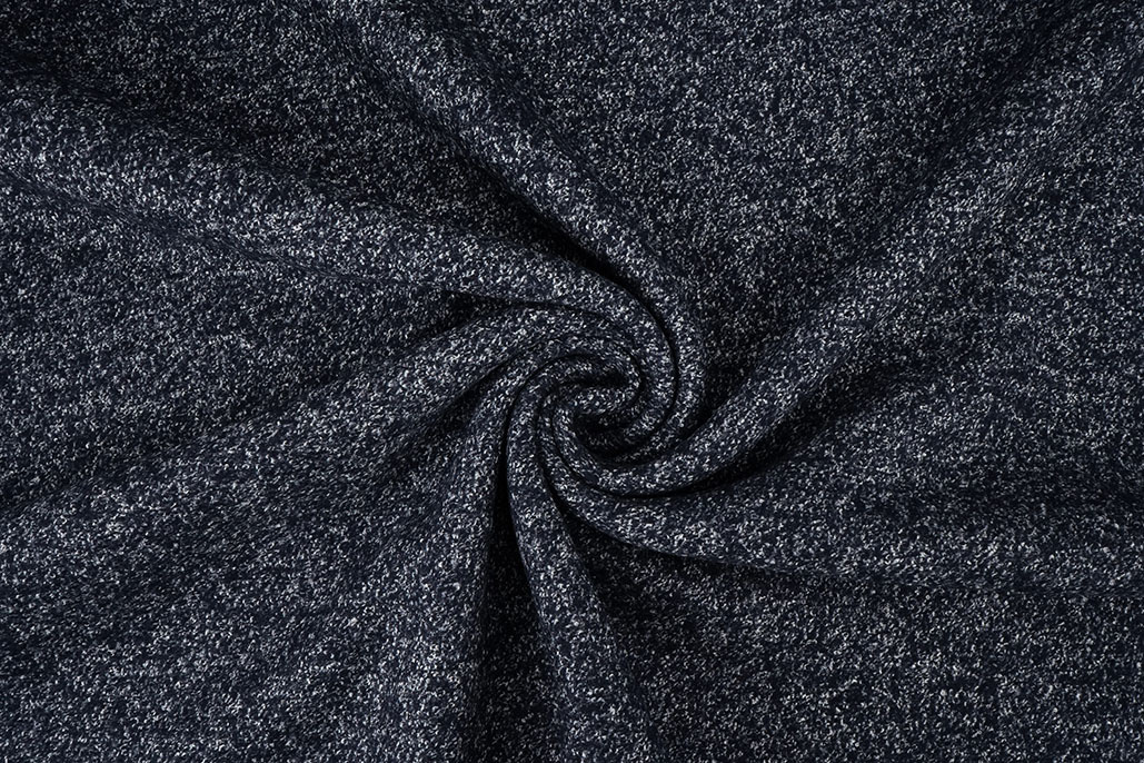 Wool Fabric Mélange Navy - White