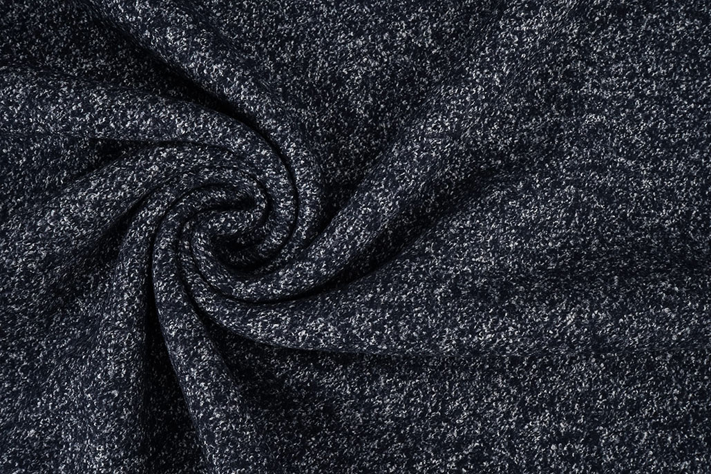 Wool Fabric Mélange Navy - White