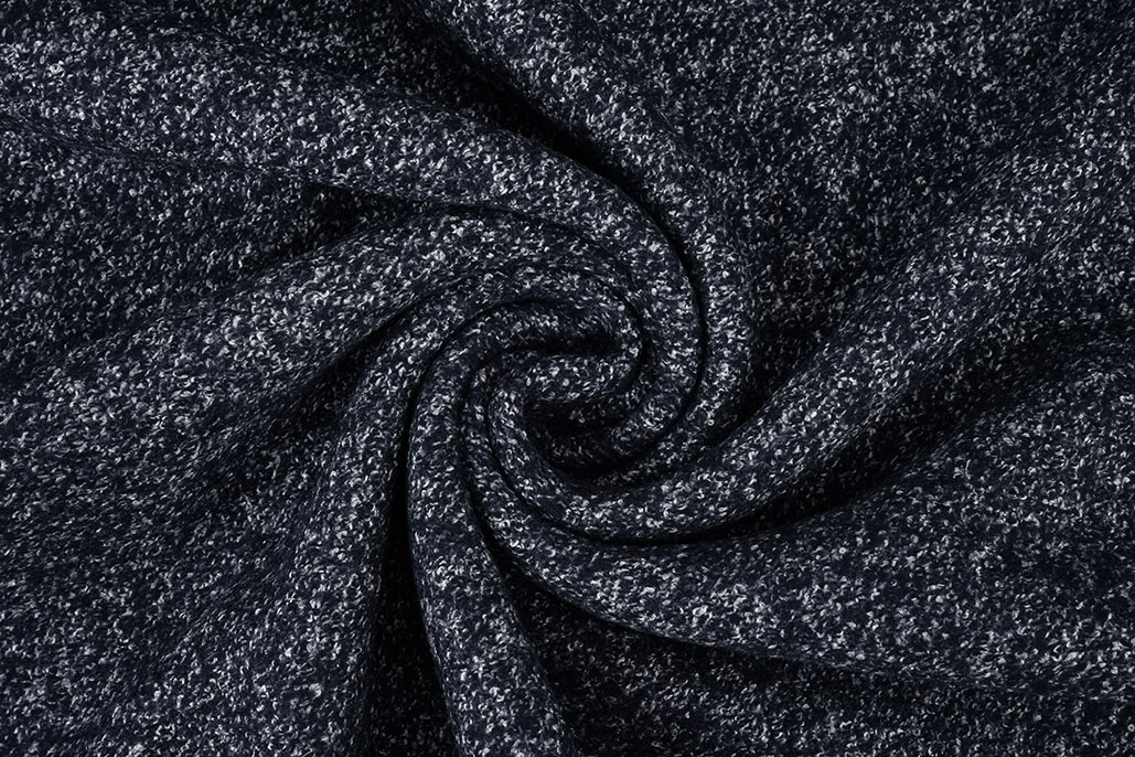 Wool Fabric Mélange Navy - White