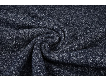 Wolle Stoff Meliert Marine - Weiß