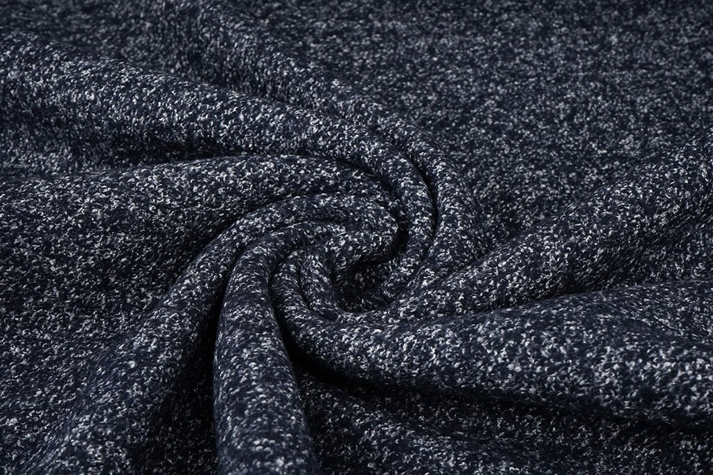 Wool Fabric Mélange Navy - White