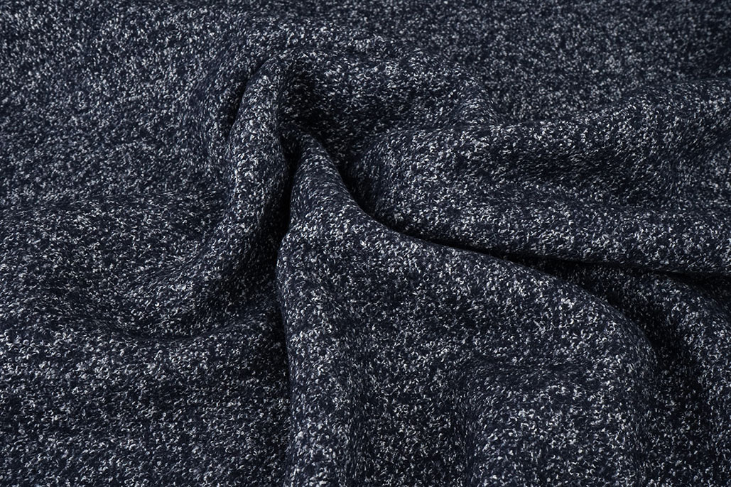 Wool Fabric Mélange Navy - White