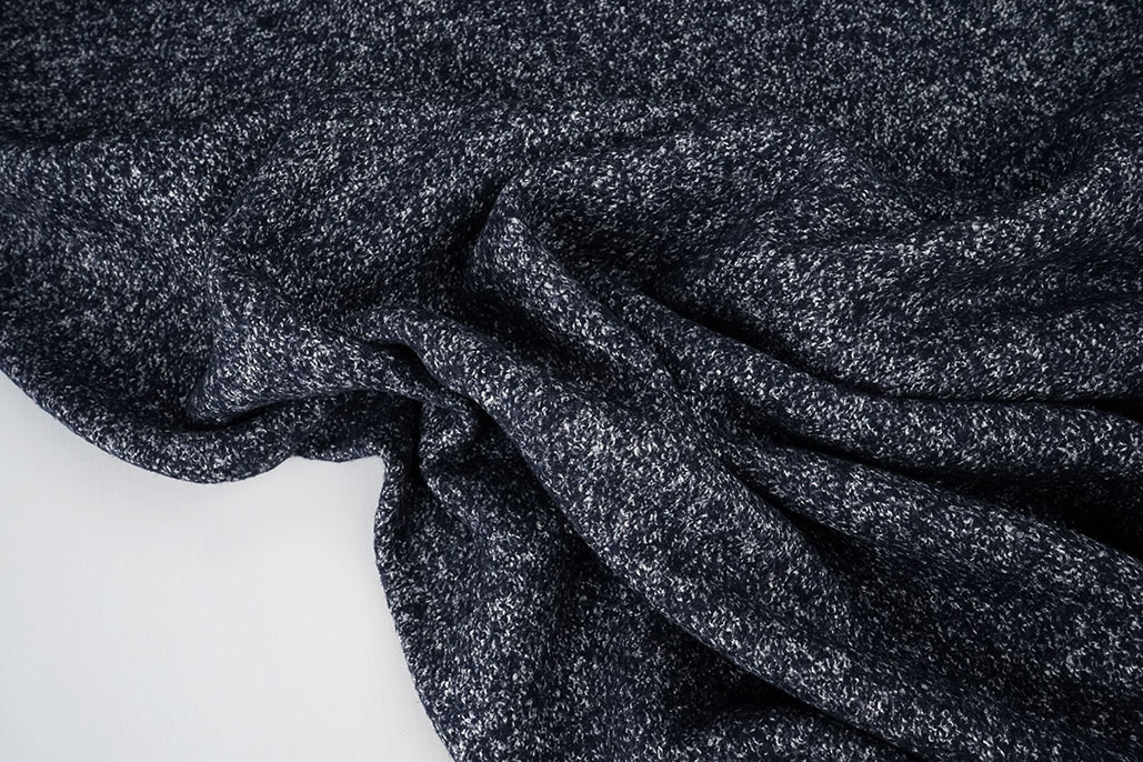 Wool Fabric Mélange Navy - White