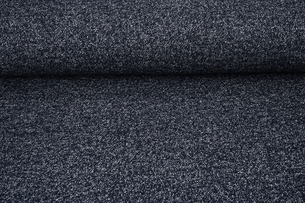Wool Fabric Mélange Navy - White