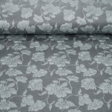 Jersey Jacquard Look Flowers Grey