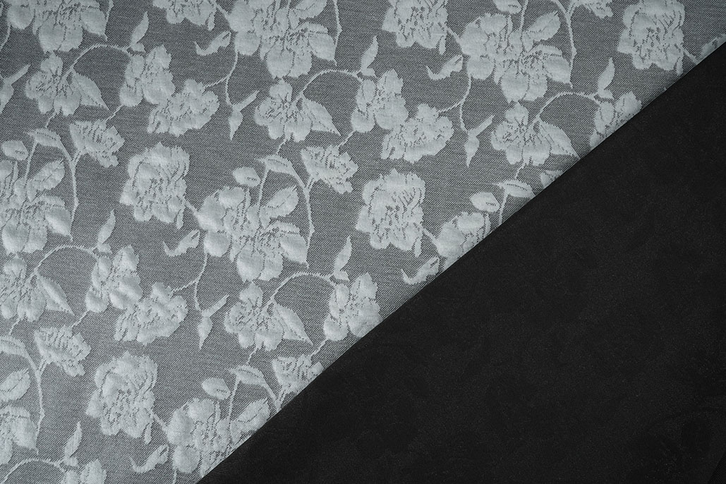 Jersey Jacquard Look Blumen Grau