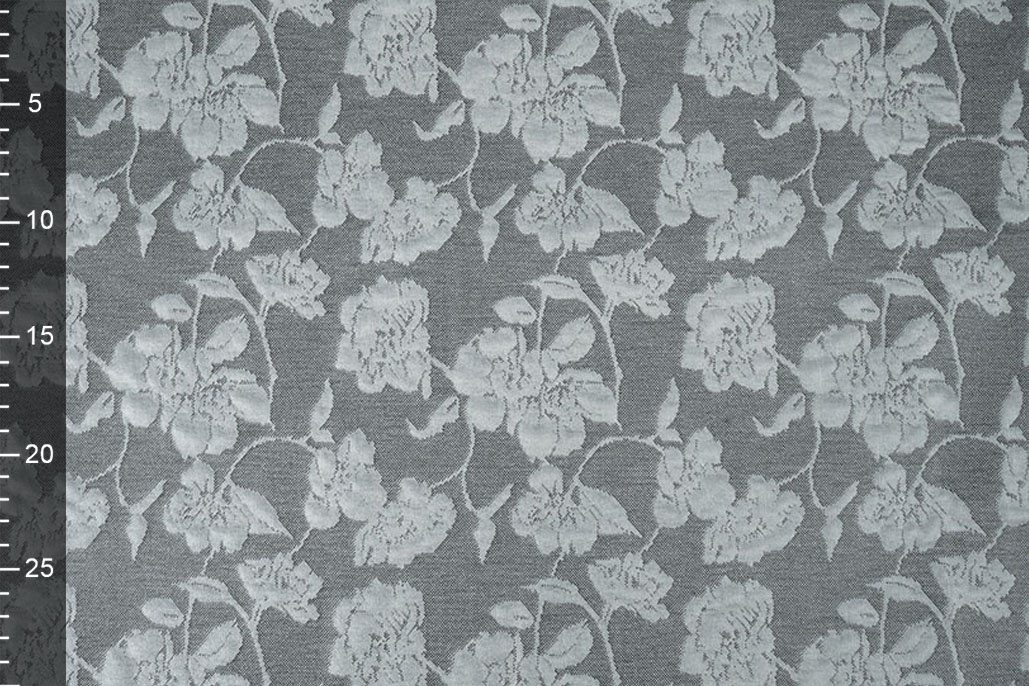 Jersey Jacquard Look Bloemen Grijs