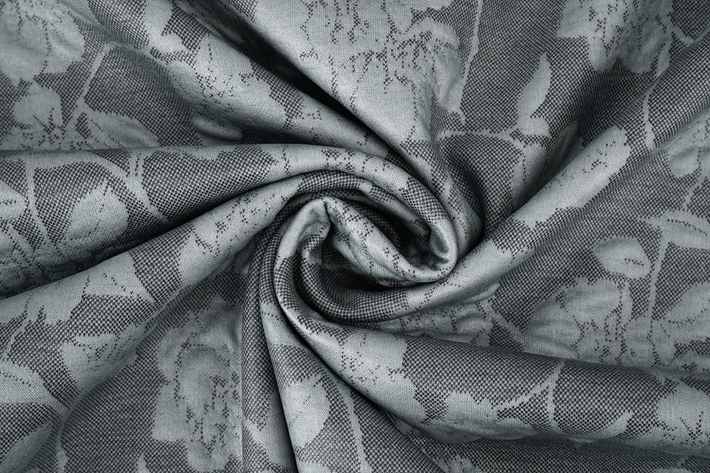 Jersey Jacquard Look Blumen Grau