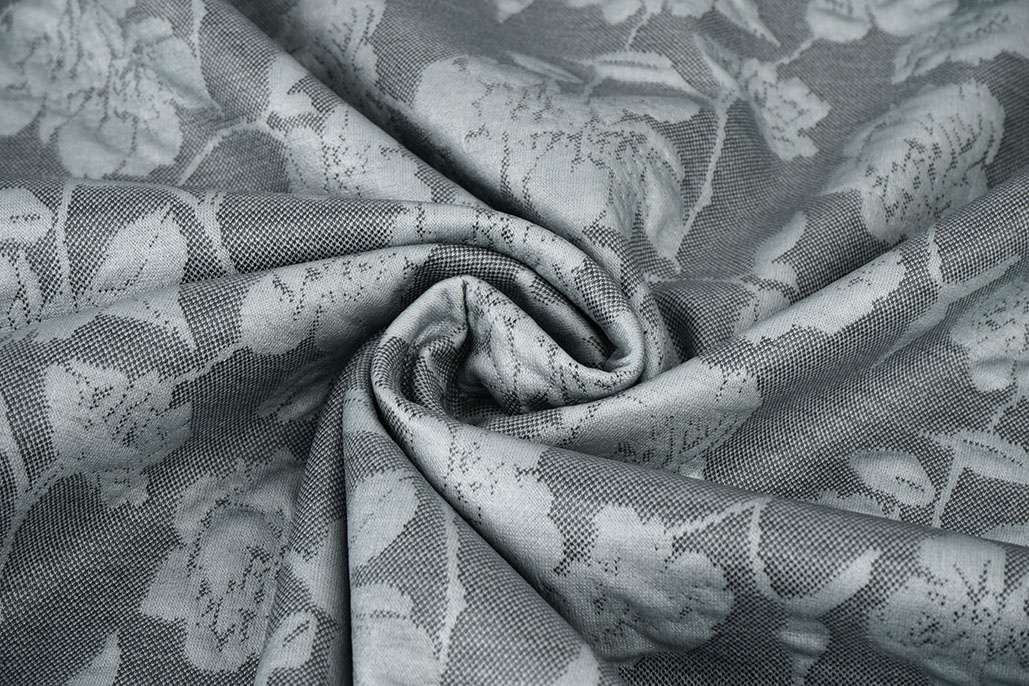 Jersey Jacquard Look Flowers Grey