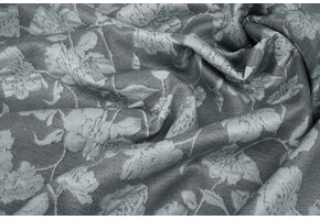 Jersey Jacquard Look Flowers Grey