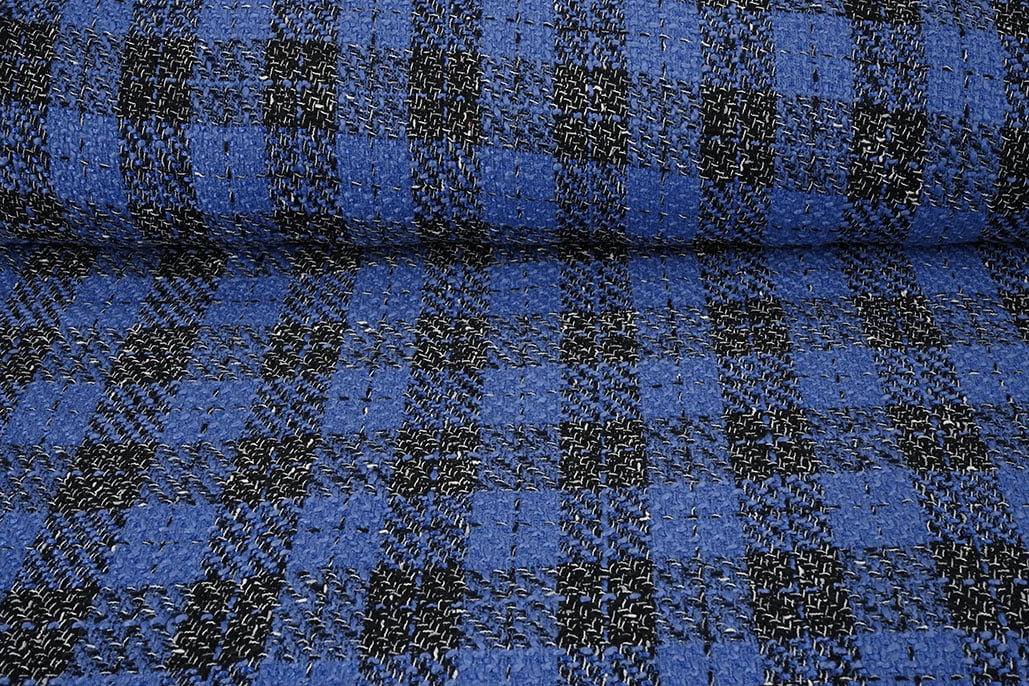 Bouclé Ruit Liora Blauw