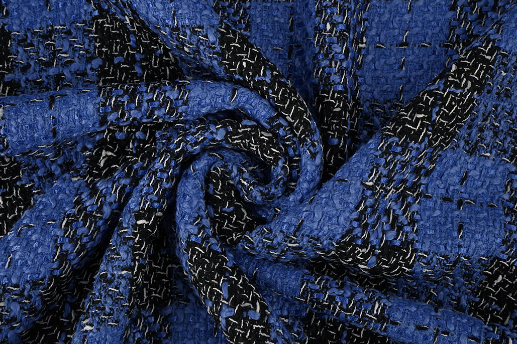 Bouclé Ruit Liora Blauw