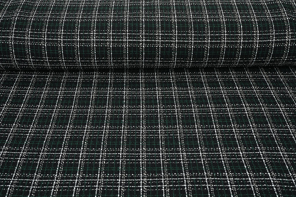 Bouclé Ruit Selene Zwart - Groen