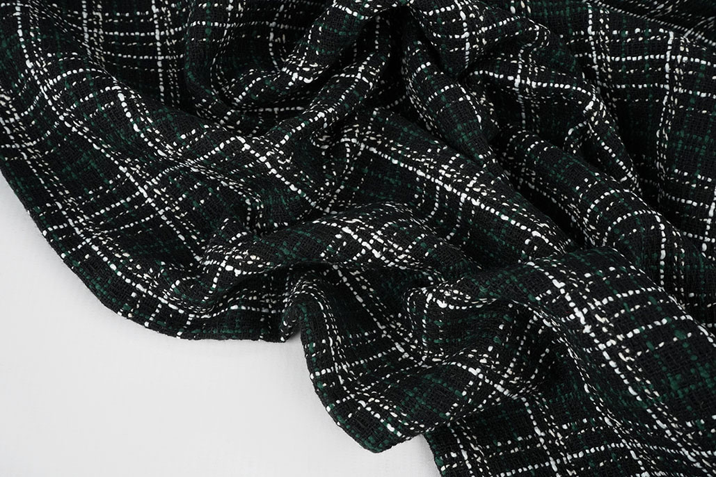 Bouclé Ruit Selene Zwart - Groen