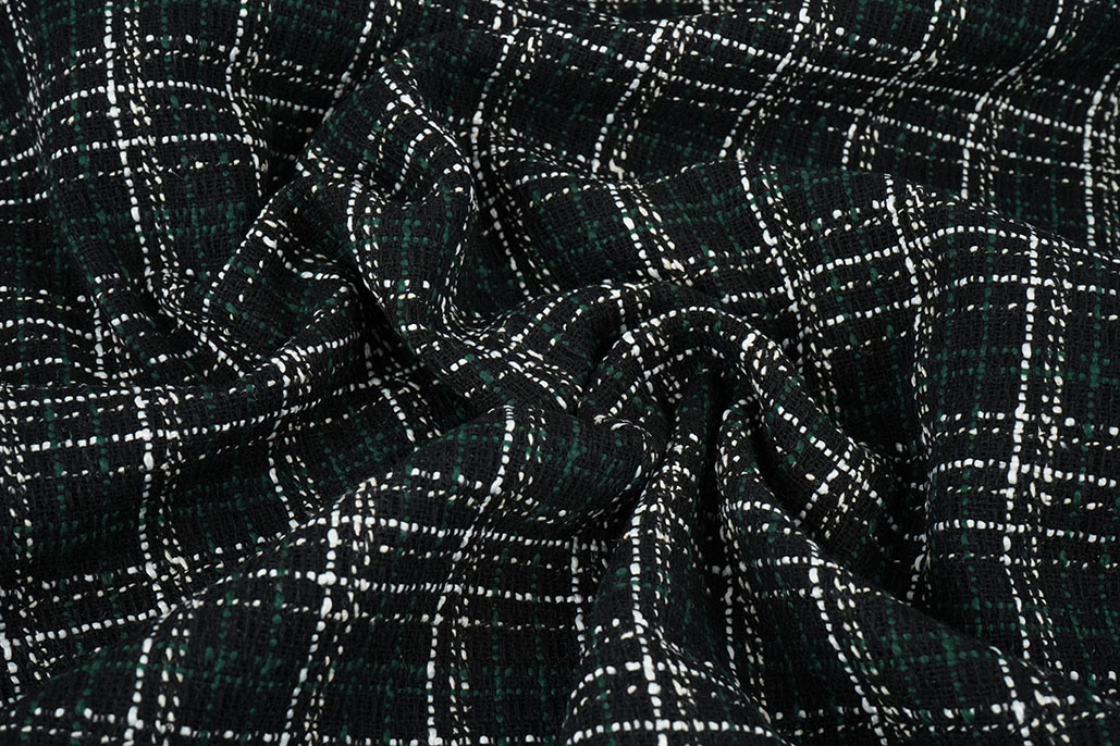 Bouclé Ruit Selene Zwart - Groen