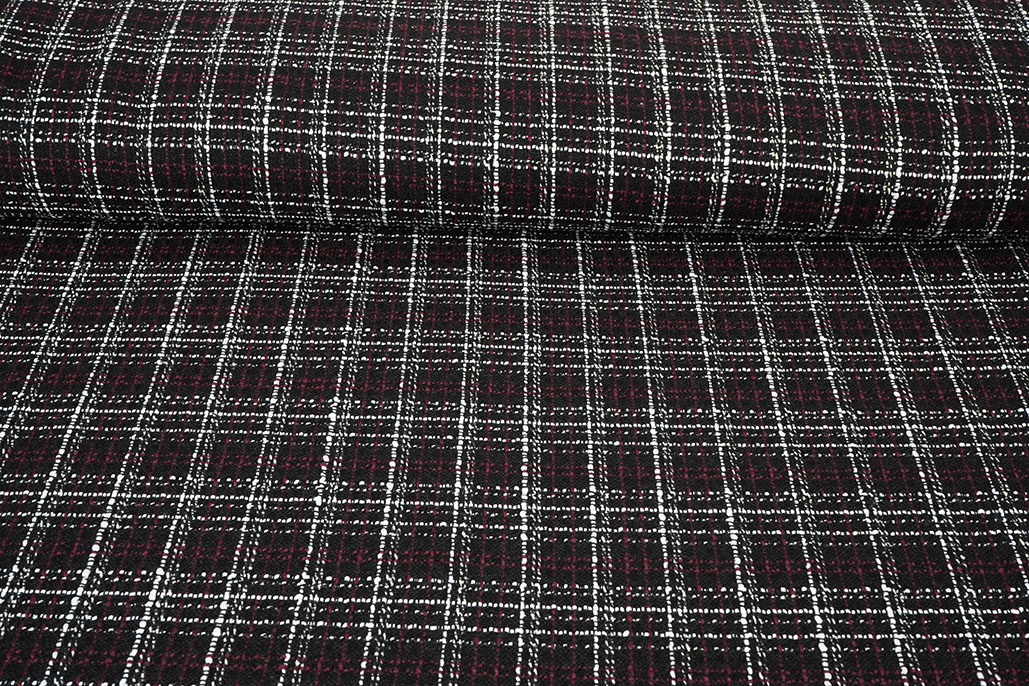 Bouclé Checkered Selene Black - Bordeaux