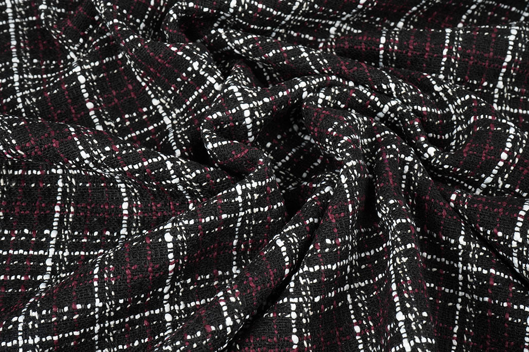 Bouclé Checkered Selene Black - Bordeaux