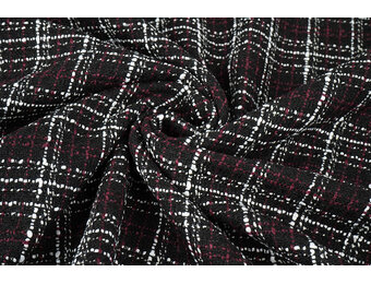 Bouclé Checkered Selene Black - Bordeaux