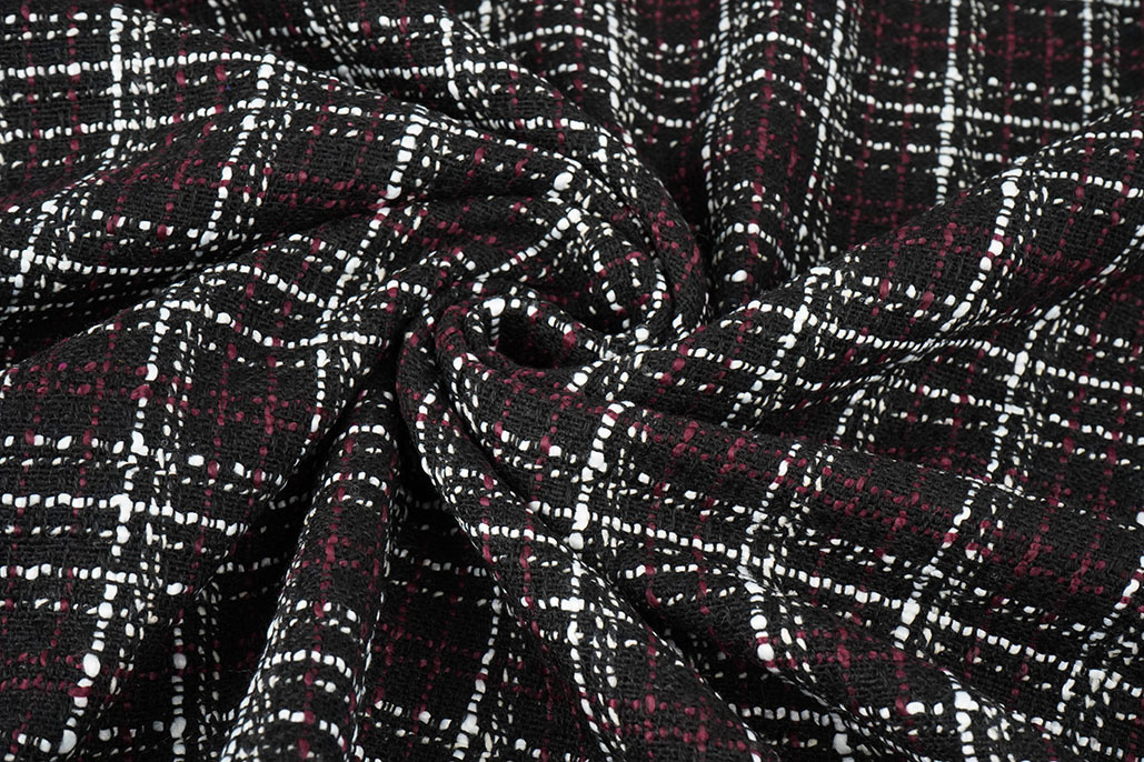 Bouclé Checkered Selene Black - Bordeaux