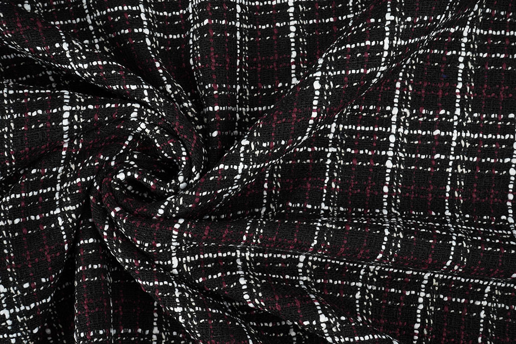 Bouclé Checkered Selene Black - Bordeaux