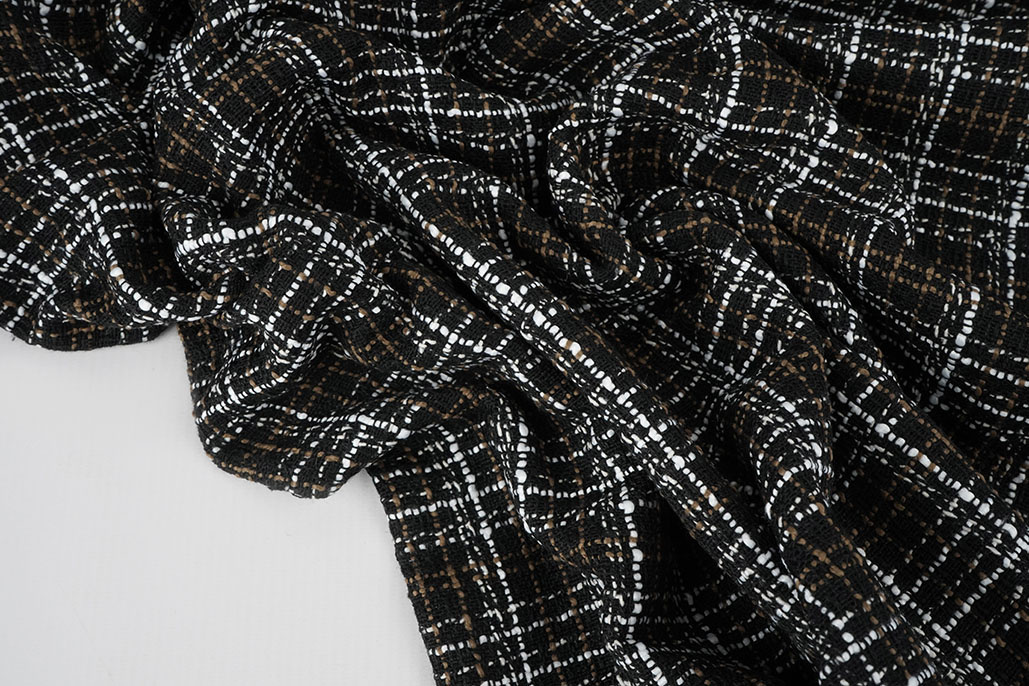 Bouclé Ruit Selene Zwart - Bruin