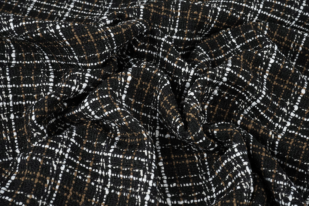 Bouclé Ruit Selene Zwart - Bruin