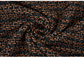 Bouclé Kariert Norah  Schwarz - Orange