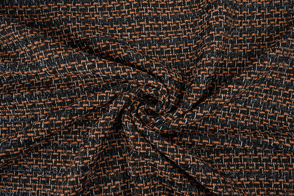 Bouclé Kariert Norah Schwarz - Orange