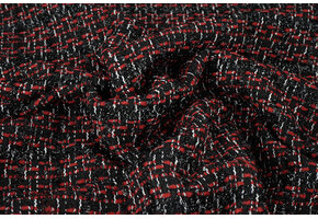 Bouclé Ruit Norah Zwart - Rood