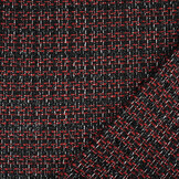 Bouclé Ruit Norah Zwart - Rood