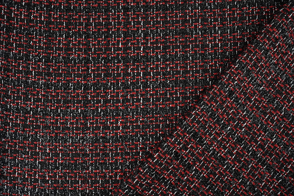 Bouclé Kariert Norah Schwarz - Rot