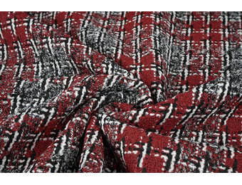 Bouclé Ruit Viviane Rood - Grijs