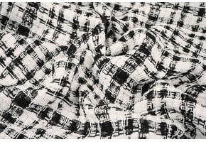 Bouclé Kariert Fienna Weiß - Schwarz