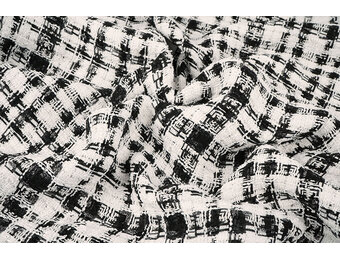 Bouclé Ruit Fienna Wit - Zwart