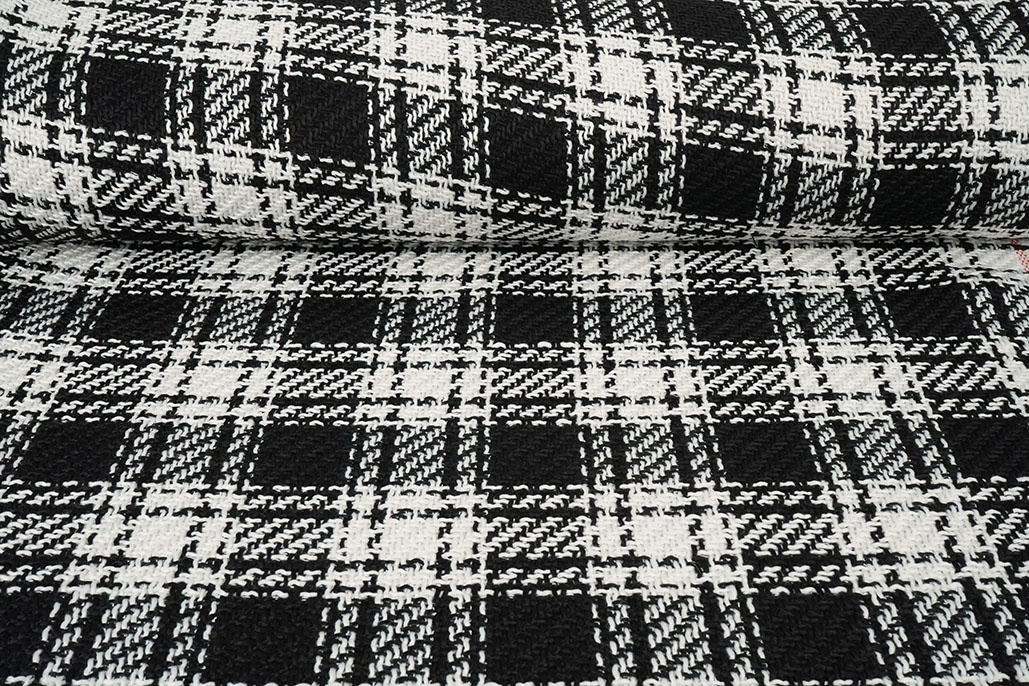 Bouclé Ruit Amara Zwart - Wit