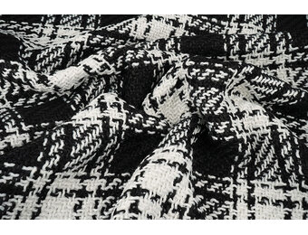 Bouclé Ruit Amara Zwart - Wit