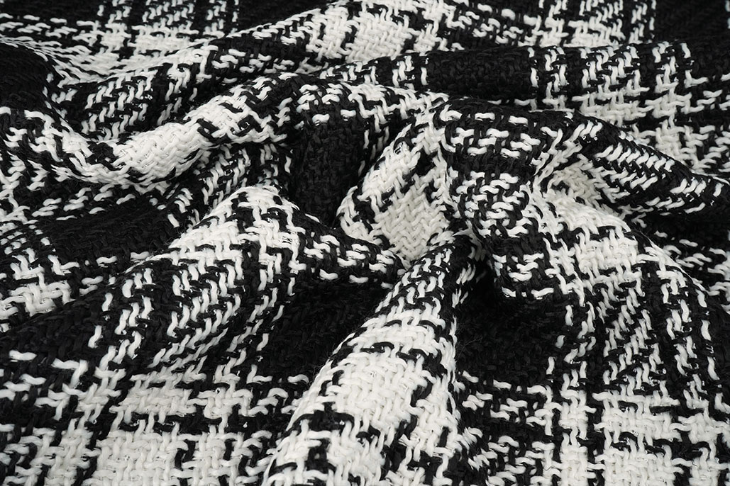 Bouclé Kariert Amara Schwarz - Weiß