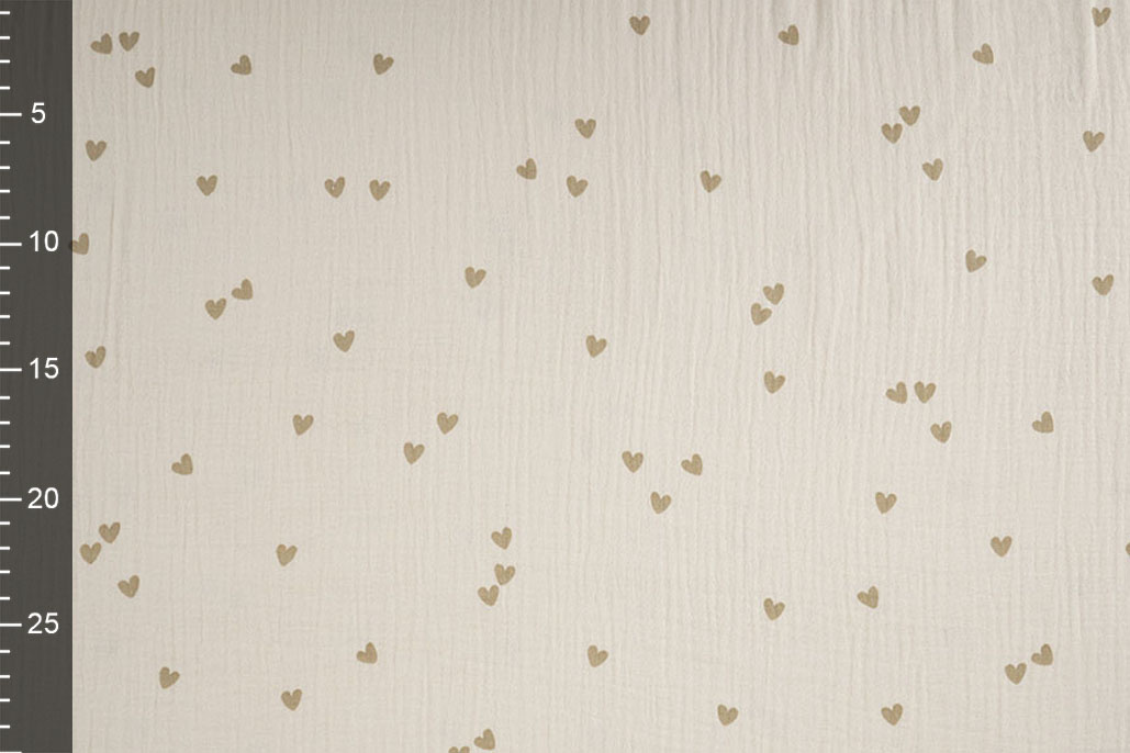 Double Gauze Small Hearts Natural