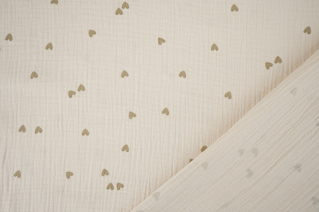 Baumwoll Musselin Herzen Natürlich