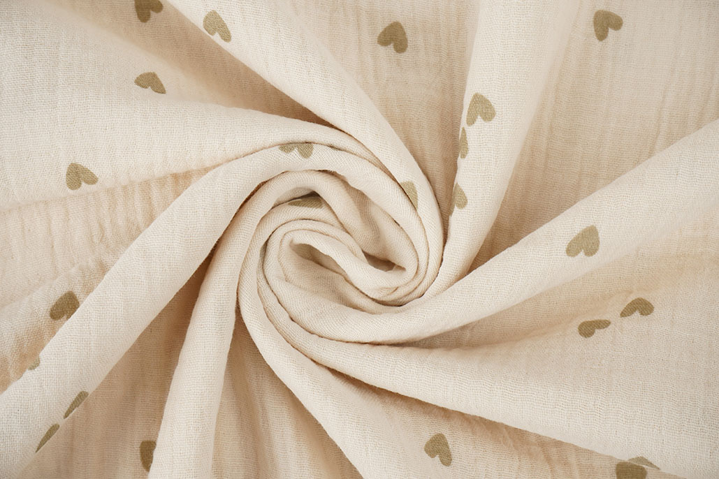 Double Gauze Small Hearts Natural