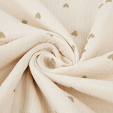 Double Gauze Small Hearts Natural