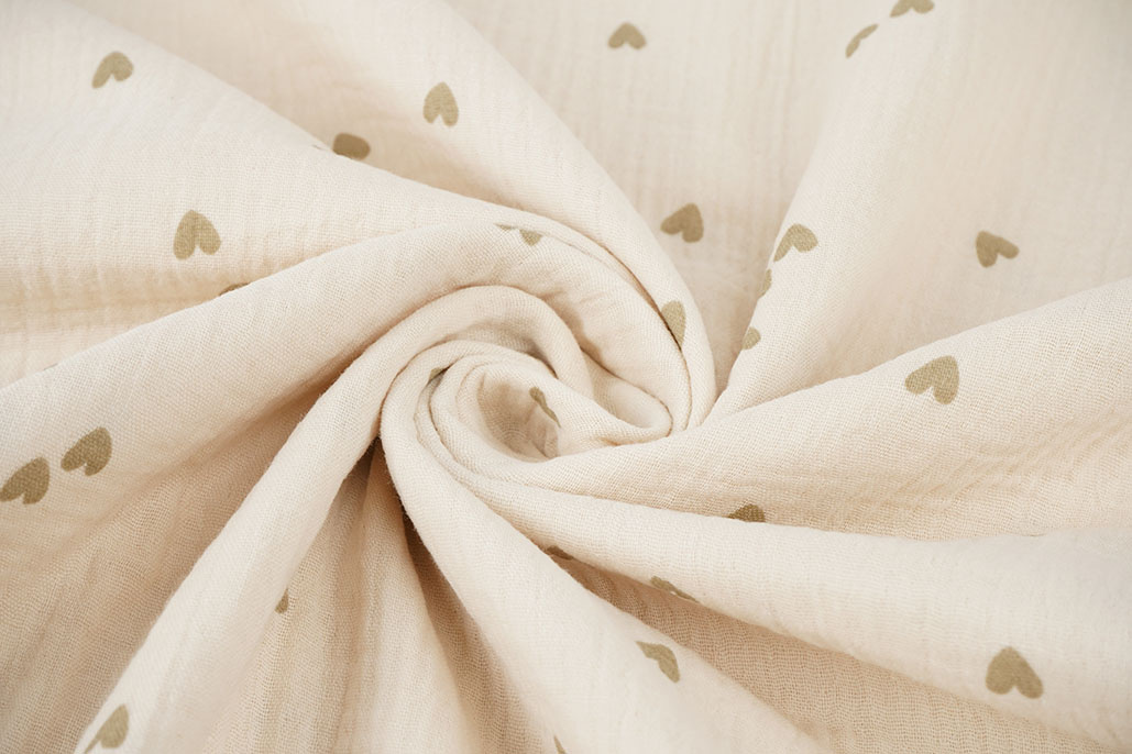 Double Gauze Small Hearts Natural