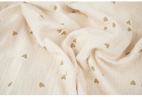 Double Gauze Small Hearts Natural