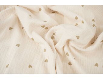 Double Gauze Small Hearts Natural