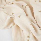 Double Gauze Small Hearts Natural