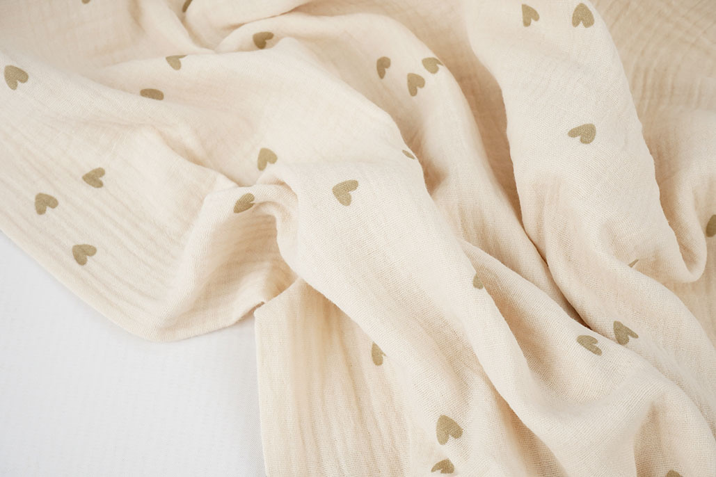Baumwoll Musselin Herzen Natürlich