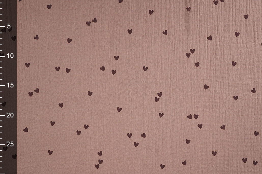 Double Gauze Small Hearts Old Pink